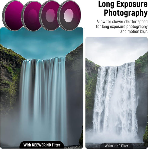 NEEWER 5PCS ND Filter Kit for DJI Osmo Action 3, CPL ND8 ND16 ND32, Neutral Density Filter HD Optical Glass Multi Layer