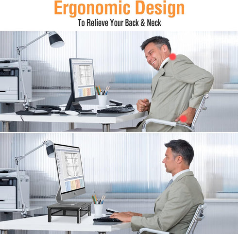 ELIVED 2 Pack Monitor Stand Riser with Drawer, 3 Height Adjustable with Larger Storage Space for Home and Office