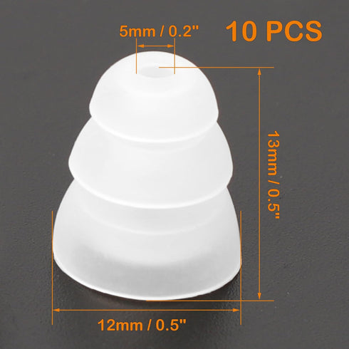 uxcell Soft Silicone Earbud Tips, 10pcs Noise-Reducing Eartips, 5mm Inner Hole, Clear, Fit Most In-Ear Headphones