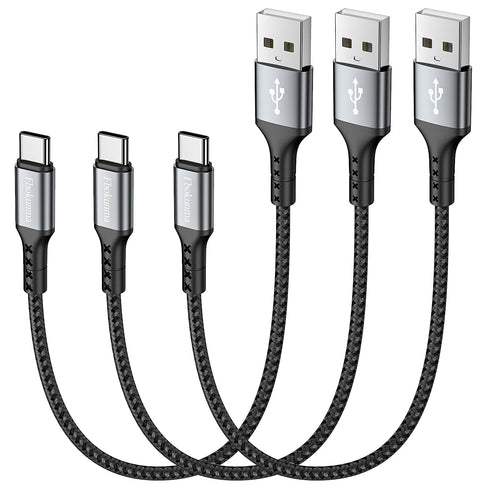 USB C Cable Short 1FT 3Pack, 12 inch 3A USB to USB C Fast Charger Braided Cord for Galaxy S10/S9/S8 Plus, Power Bank