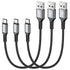 USB C Cable Short 1FT 3Pack, 12 inch 3A USB to USB C Fast Charger Braided Cord for Galaxy S10/S9/S8 Plus, Power Bank