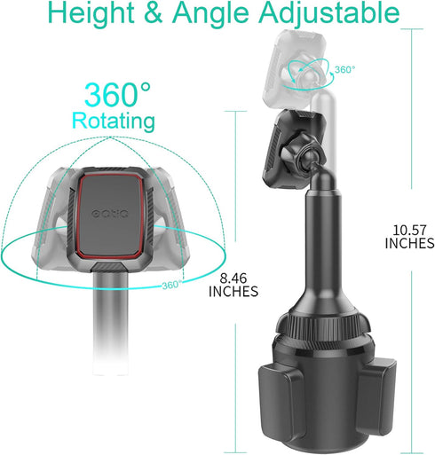 OQTIQ Magnetic Phone Mount, Universal Cup Holder Compatible with iPhone Samsung Galaxy LG, Extra Strong with 6 Magnets