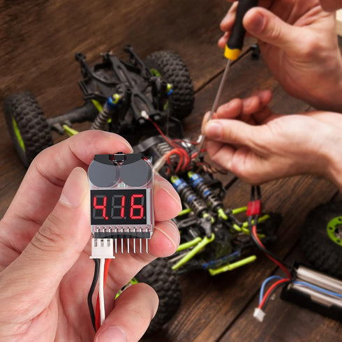 CAMWAY 5PCS 2in1 Lipo Battery Voltage Tester, RC Low Voltage Buzzer Alarm, Battery Monitor Checker for 1-8s Lipo/Li-ion