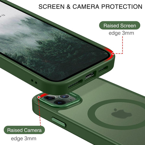 BENTOBEN iPhone 11 Pro Max Case - Dark Green, Translucent Matte, Shockproof, MagSafe Compatible, 6.5" Protective Cover.