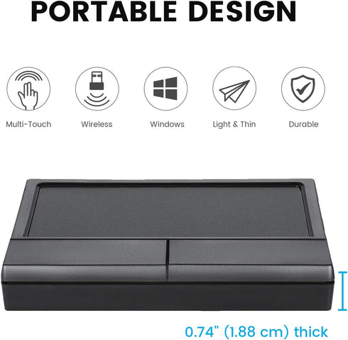 Perixx PERIPAD-704 Wireless Touchpad, Portable Track Pad for Desktop and Laptop, Large Size, Black