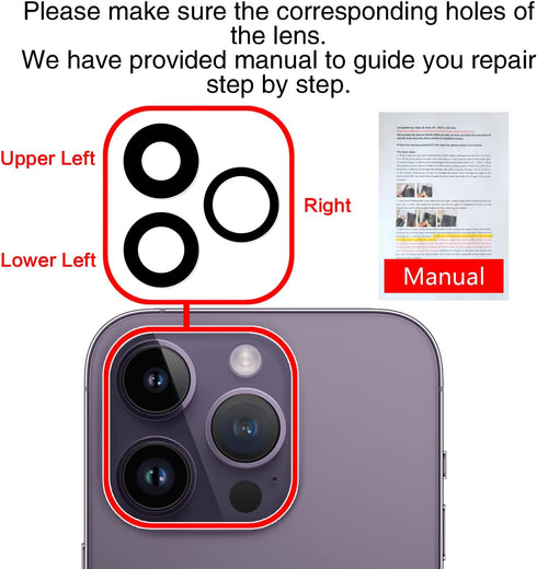 ASDAWN Back Rear Camera Lens Glass Replacement for iPhone 14 Pro 6.1 Inches with Pre-Installed Adhesive, Installation