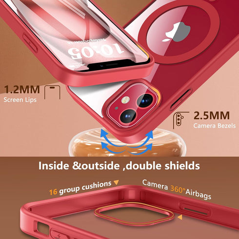 BESINPO Red Magnetic Case for iPhone 11, with Tempered Glass Screen Protector, Compatible with MagSafe, 360 Full-Body