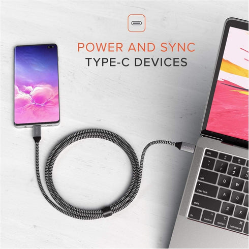 Satechi 6.5ft USB-C to USB-C 100W Charging Cable - Compatible with 2019/2020 MacBook Pro, iPad Pro, & MacBook Air.