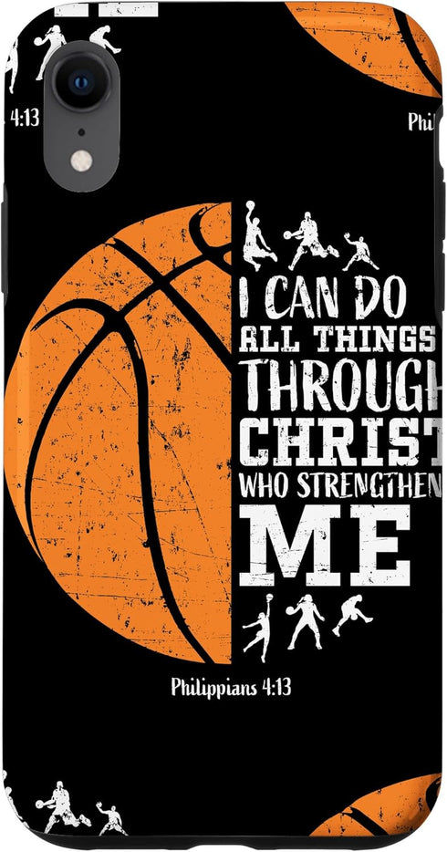 Philippians 4:13 iPhone XR Basketball Phone Case for Teen Boys & Kids - Perfect Gift!