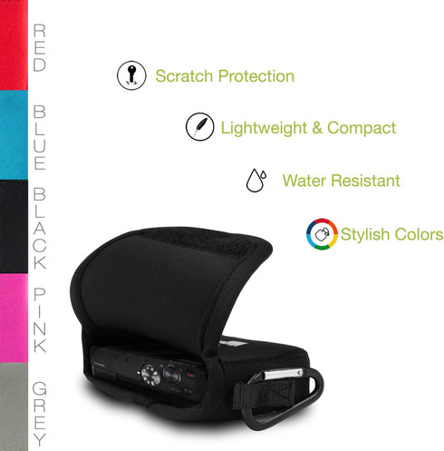 MegaGear Neoprene Camera Case Bag with Carabiner for Panasonic Lumix DC-ZS80, DC-ZS70, DMC-ZS100, DC-TZ95, DC-TZ90,