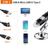 USB Digital Microscope 40X to 1000X, 8 LED Magnification Endoscope Camera with Carrying Case & Metal Stand