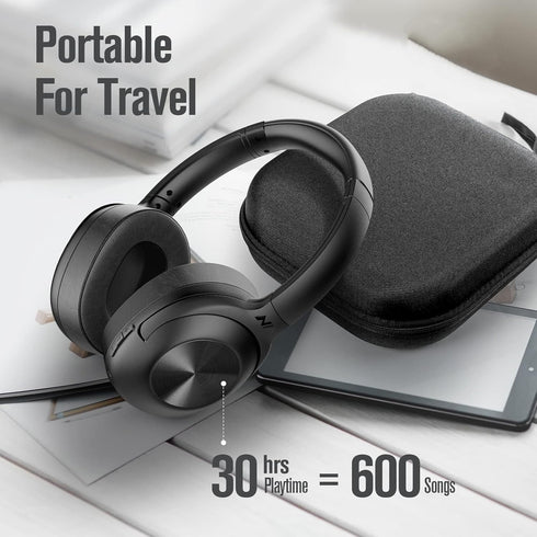 FM Radio Over Ear Headphones: Micro SD Card Wireless and Wired Headset with 30 Hrs Playtime, Lightweight
