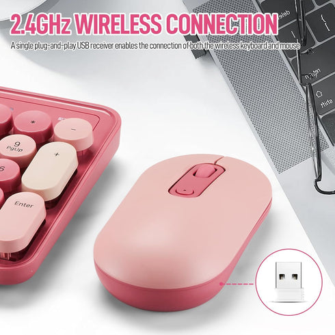 Guiheng Set 2.4G Wireless Keyboard and Mouse Combo, Full Size Compact Quiet Wireless Keyboard and Mouse Ultra-Thin