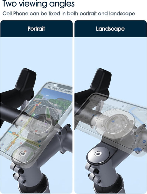 Bike Phone Mount, Universal Aluminum Handlebar Phone Clamp for Mountain Bicycle Stem, Quick Release Attach/Detach-Black