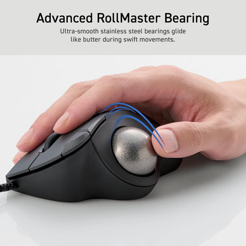 ELECOM Ergonomic Trackball IST Wired USB-A Connection, Super Smooth Tracking, 36mm Ball, Compatible with Windows/Mac