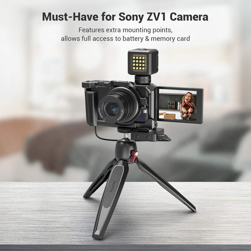 SmallRig Camera Cage for Sony ZV-1 II/ZV-1F/ZV-1, with Silicone Gel Grip and Cold Shoe Mount