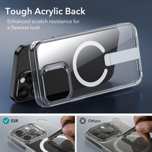 ESR Clear Case for iPhone 15 Pro Max, Compatible with MagSafe, Fully Adjustable Flickstand, Military-Grade Drop
