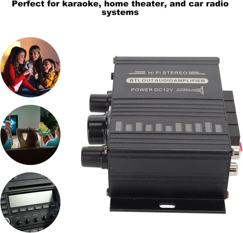 Power Amplifier, AK-160BT Bluetooth 5.0 Stereo Audio, 2 Channel Receiver 20W x 2, 12V Mini Home Power Amplifier