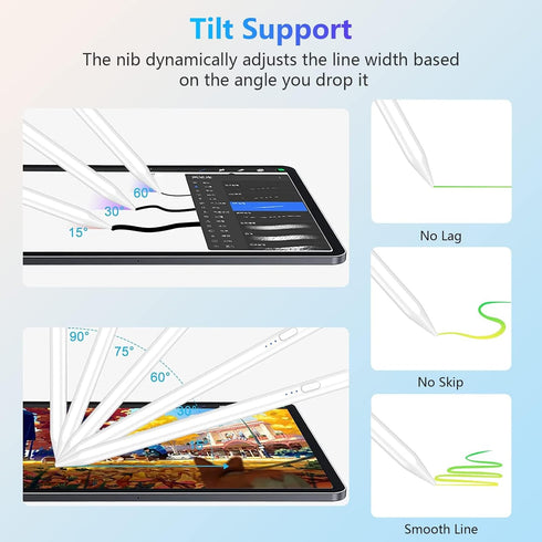 Stylus Pens for iPad 10th 9th Generation with Palm Rejection, Fast Charging Apple Pencil 2nd Gen, White
