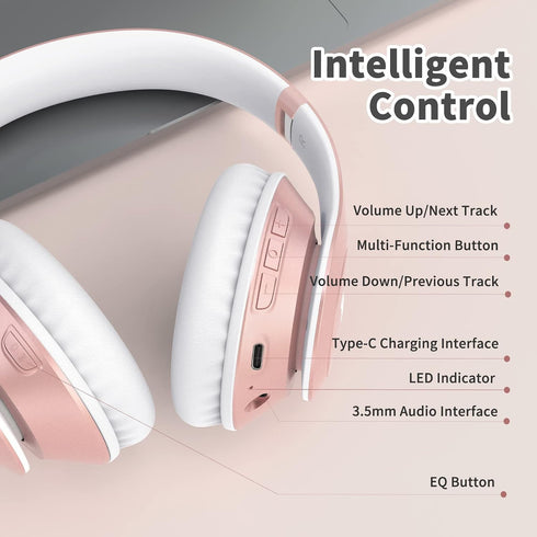 65H 6EQ 6.0 Uliptz Wireless Bluetooth Headphones, Playtime, Sound Modes, HiFi Stereo Over Ear Headphones