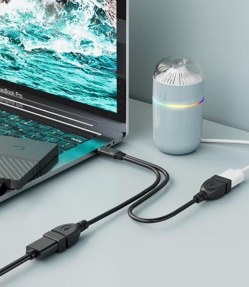 USB Cable, 2-Port USB 2.0 Male to Female Splitter, High-Speed Charging & Data Transfer for Laptop, Car, Mac, TV, PC,