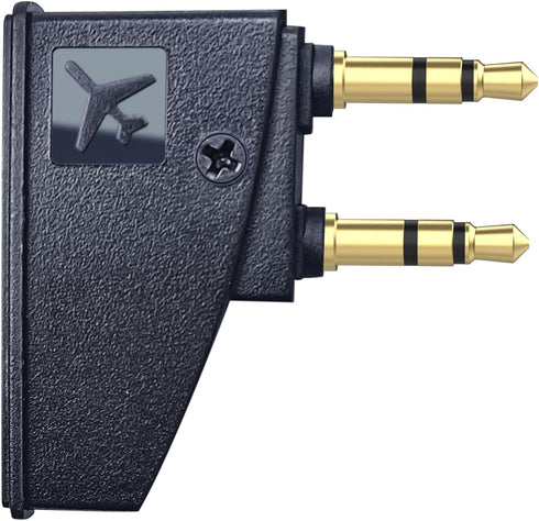 Dual 3.5mm Male to 3.5mm Female Airplane Headphone Adapter, Gold-Plated Tip for Bose Headphones