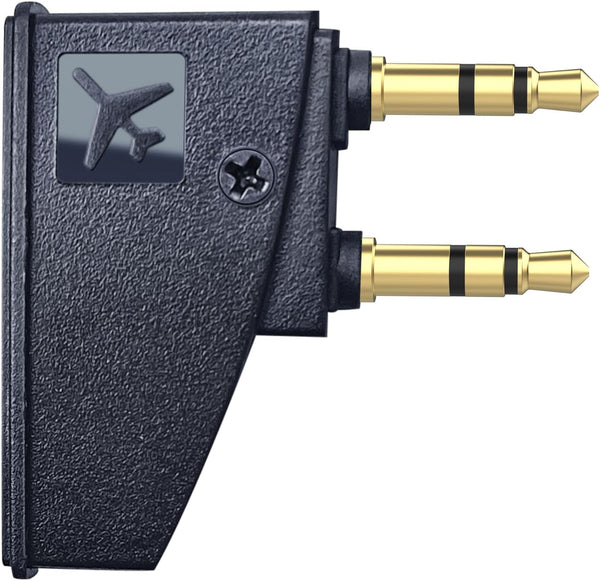 Dual 3.5mm Male to 3.5mm Female Airplane Headphone Adapter, Gold-Plated Tip for Bose Headphones