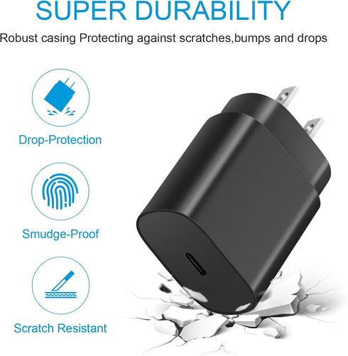 Type C Charger Fast Charging for Samsung, 25W USB C Charger Block with 6Ft Type C to C Cable (Black)