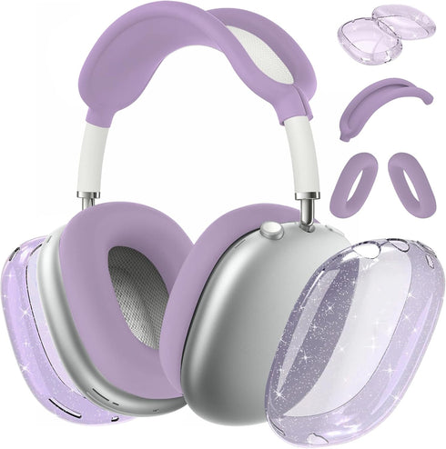 AirPods Max Case Cover, Anti-Scratch Ear Pad/Ear Cups/Headband Cover, Clear Soft TPU & Silicone, Skin Scratch Proof.