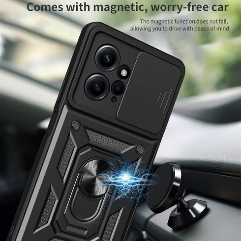 CCSmall Case for Xiaomi Redmi Note 12 4G with Slide Camera Cover, Military Grade Drop Protective Phone Cover