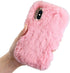 Plush Rabbit Fur Case for iPhone 6/6S, LCHDA Bunny Furry Fluffy Phone Case with Luxury Diamond Bowknot, Pink