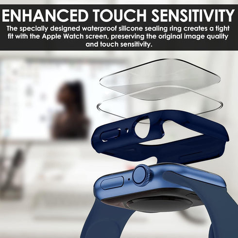 Iwatch Tempered Glass Case Cover, 4pcs in Pack, Series 5/6 40mm, Full Protective Waterproof Bumper Cases, Clear Film