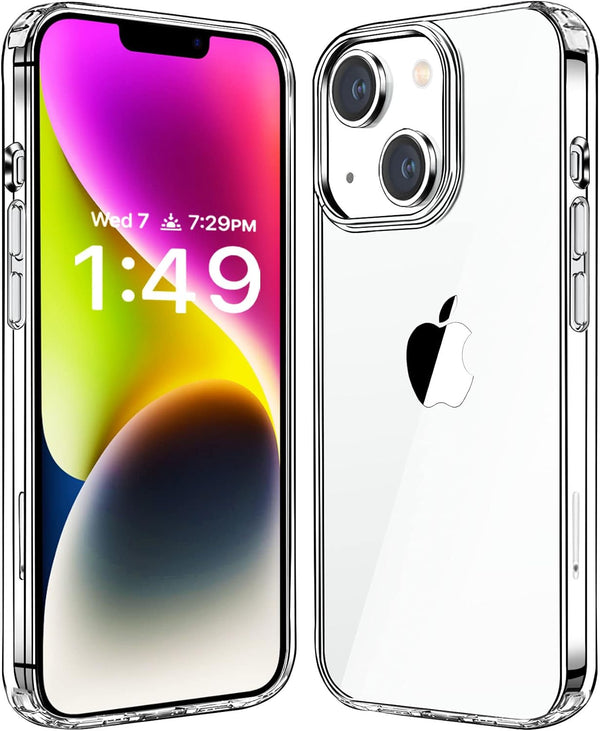 JJGoo Compatible with iPhone 14 Case, Clear Transparent Shockproof Phone Case, Slim Anti-Scratch Hard PC Back