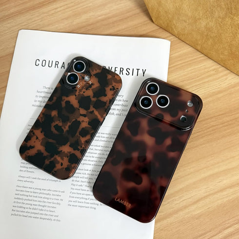 XQAGU 17 Cute Phone Case for iPhone Case Tortoise Shell Pattern Leopard Full Camera Protective Slim Shockproof Cool