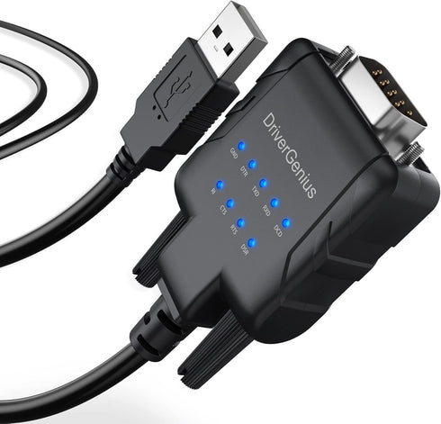 DriverGenius USB to Serial RS232 DB9 Adapter Cable with 9 x LED Indicators - Prolific PL2303 for Windows 11, macOS 14,