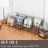 MyGift 3-Tier Modern Matte Black Metal Wire CD Storage Rack, Tabletop Media Organizer, Set of 2