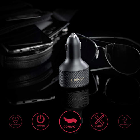 LinkOn 112W USB C Car Charger with 90W PD3.0 and 18W QC3.0 Ports for MacBook, Dell XPS, iPhone, and More