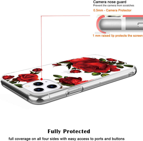 JAHOLAN iPhone 11 Pro Max Case, Clear Cute Design, Flexible Bumper TPU Soft Rubber Silicone Cover for 6.5 inch 2019 -