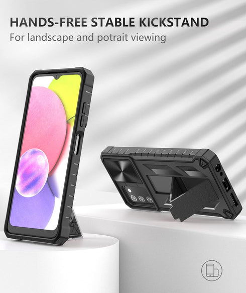 for Samsung Galaxy A03s Protective Case, Military Grade Drop Proof Full Protection Mobile Phone Cover with Kickstand