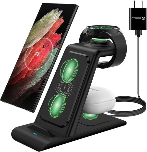 Wireless Charging Station for Galaxy Watch 7/6/5 Pro/4/3 Active 2/1, Multiple Devices Stand for Galaxy S24