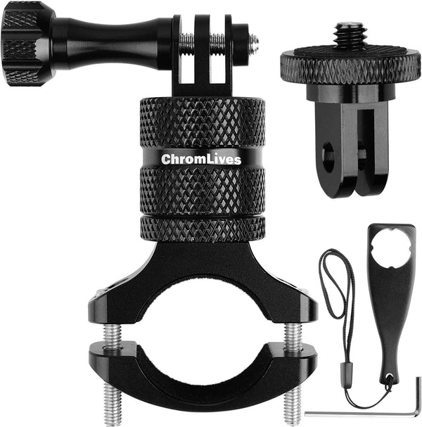 ChromLives Bike Mount for GoPro, 360 Degree Rotation Handlebar Mount for Mountain Bicycle/Motorcycle, Action Camera