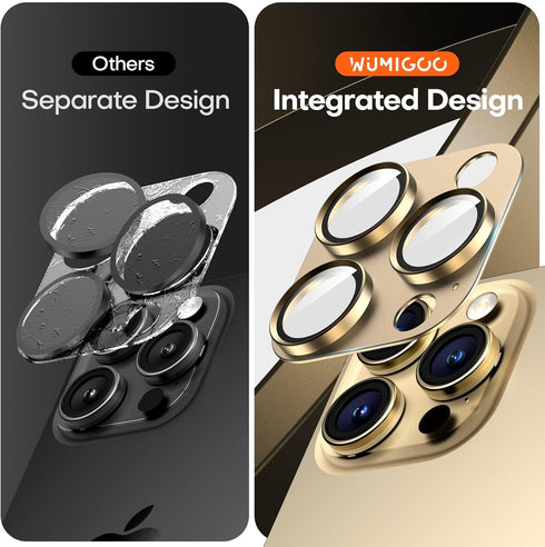 2 Pack Camera Lens Protector for iPhone 15 Pro Max/iPhone 15 Pro/iPhone 14 Pro Max/iPhone 14 Pro, Aluminum Alloy Sapphire Glass Camera Cover Screen, Anti-drop, Case Friendly- Gold