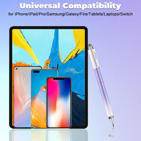 Penyeah Stylus Pen - 4 in 1 Universal Touch Screen Disc Tip/Mesh & Rubber Tip for iPad/iPhone/Android - Dream Purple