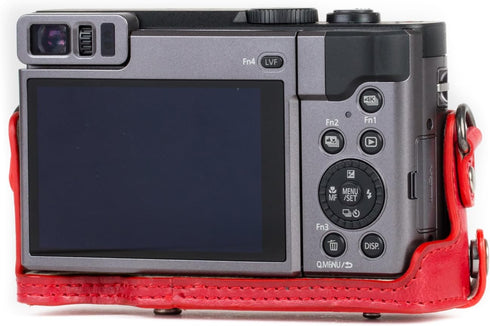 MegaGear MG1262 Ever Ready Leather Case for Panasonic Lumix DC-ZS80, DC-ZS70, DC-TZ95, DC-TZ90 - Red