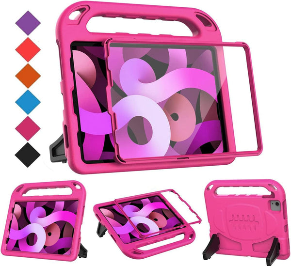BMOUO Kids Case for iPad Air 5th/4th Generation 2022/2020, Shockproof Handle Stand with Built-in Screen Protector