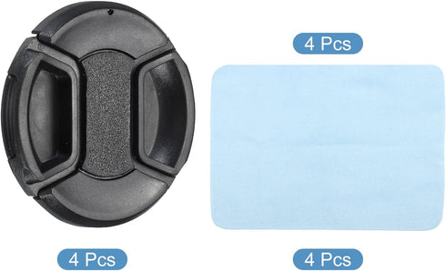 PATIKIL Camera Lens Cap, 4 Pack Center Pinch Front Cover with Cap String for 58mm Thread Lenses