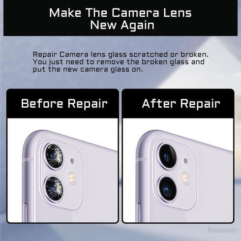 2 Sets iPhone 11 OEM Rear Camera Lens with Dual-Sided Adhesive Replacement Glass Lens Full Fix Tool Kit A2111 A2223