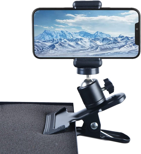 Clip Clamp Phone Holder, 360° Adjustment Metal Clamp Mount for 3.5-6.5 inch Smart Phones