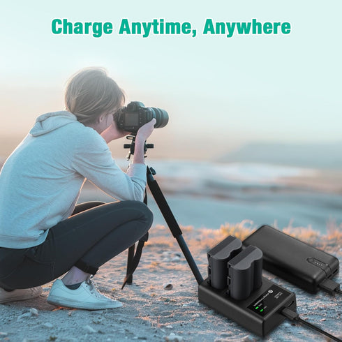 FirstPower BP-511 BP-511a 2-Pack 2200mAh 5D 10D 20D 20Da 30D 40D 50D 300D D30 D60 Battery and Dual USB Charger