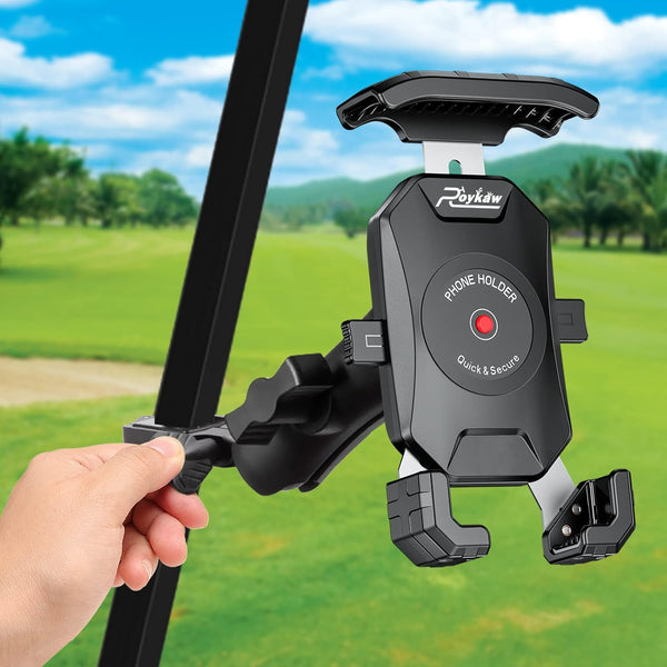 Roykaw Golf Cart Phone Mount Holder for iPhone/Galaxy/Google Pixel/Motorola, Compatible with EZGO, Club Car, Yamaha,